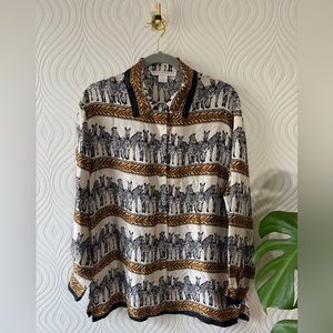 Large Jessica Holbrook Silk Animal Print Button Down
